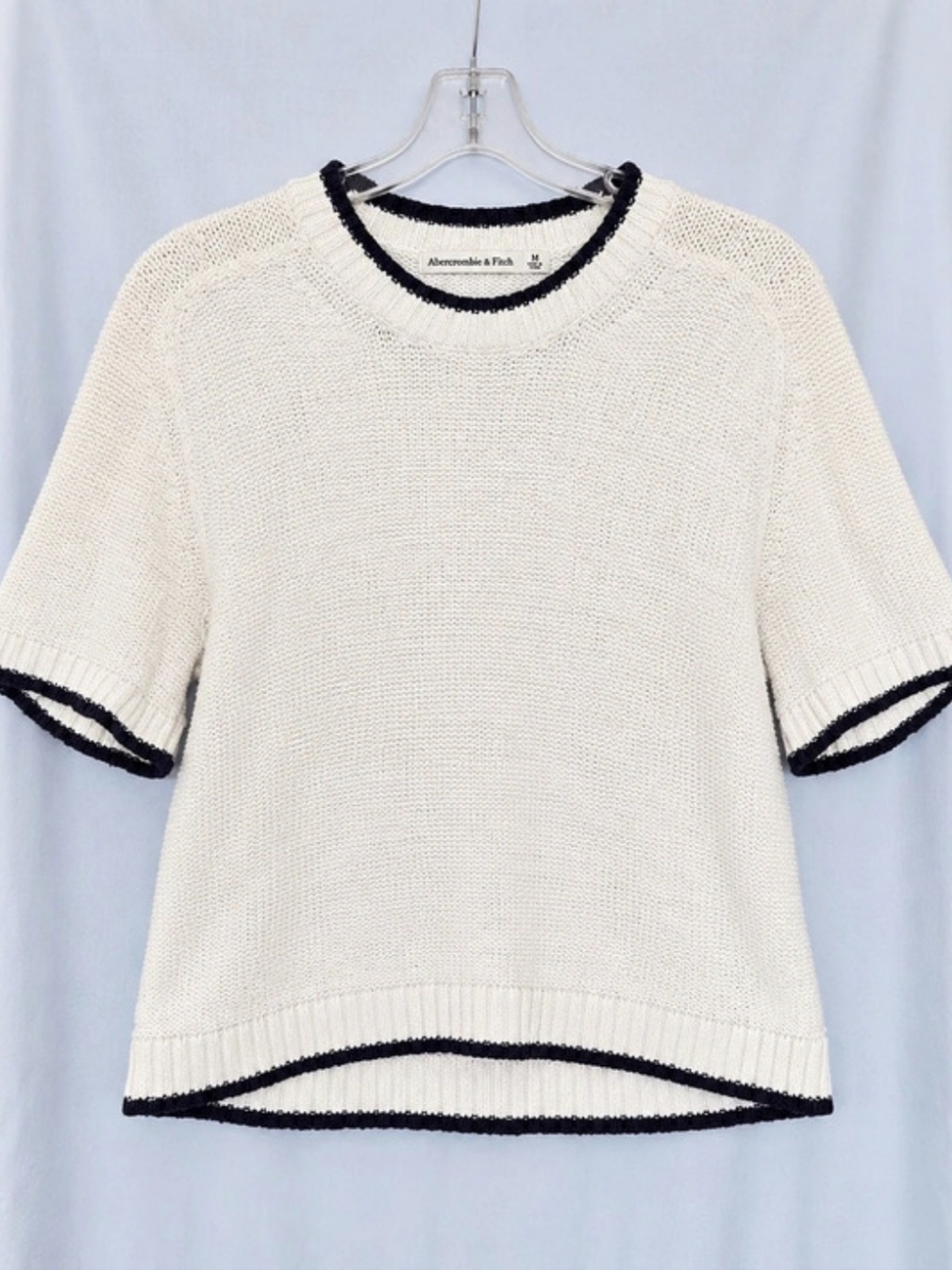 Abercrombie & Fitch Short-Sleeve Boxy Sweater Tee White Medium